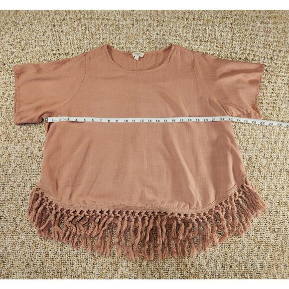 ๐ธ Umgee Boho Fringe Hem Top โ Soft Blush Pink Small - Picture 3 of 6